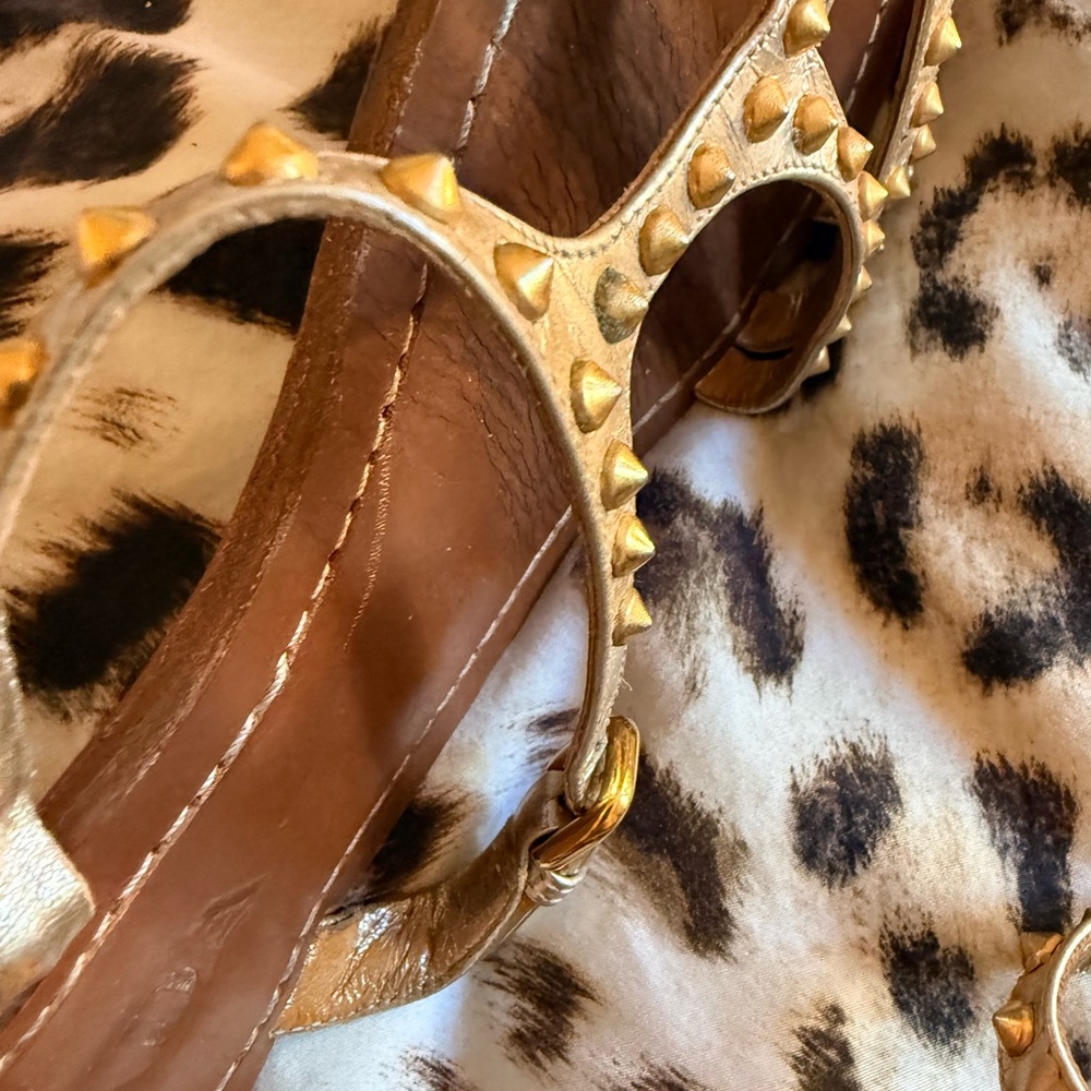 Prada Gold Studded Flat Sandals - Picture 3 of 10